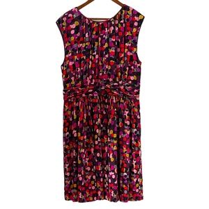 Boden Selina Polka Dot Ruched Sleeveless Fit & Flare Dress Size 14